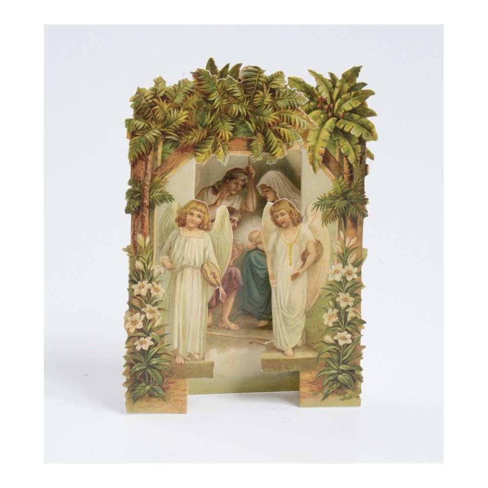 Pop Up Palm Trees & Angels Christmas Nativity Card