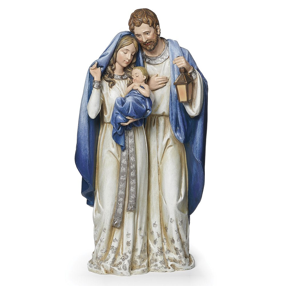 Blue & White Jeweled One Piece Nativity - 12.7"