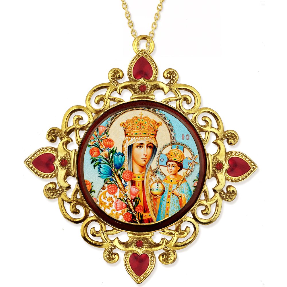 Virgin Mary Unfading Bloom Jeweled Icon Ornament