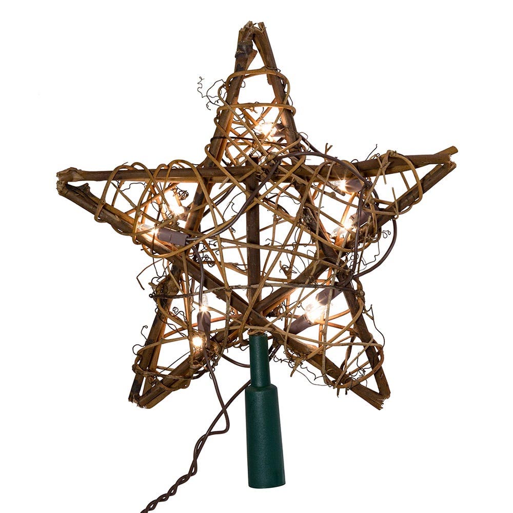 Illuminated Natural Rattan Star Tree Topper - 27.7"