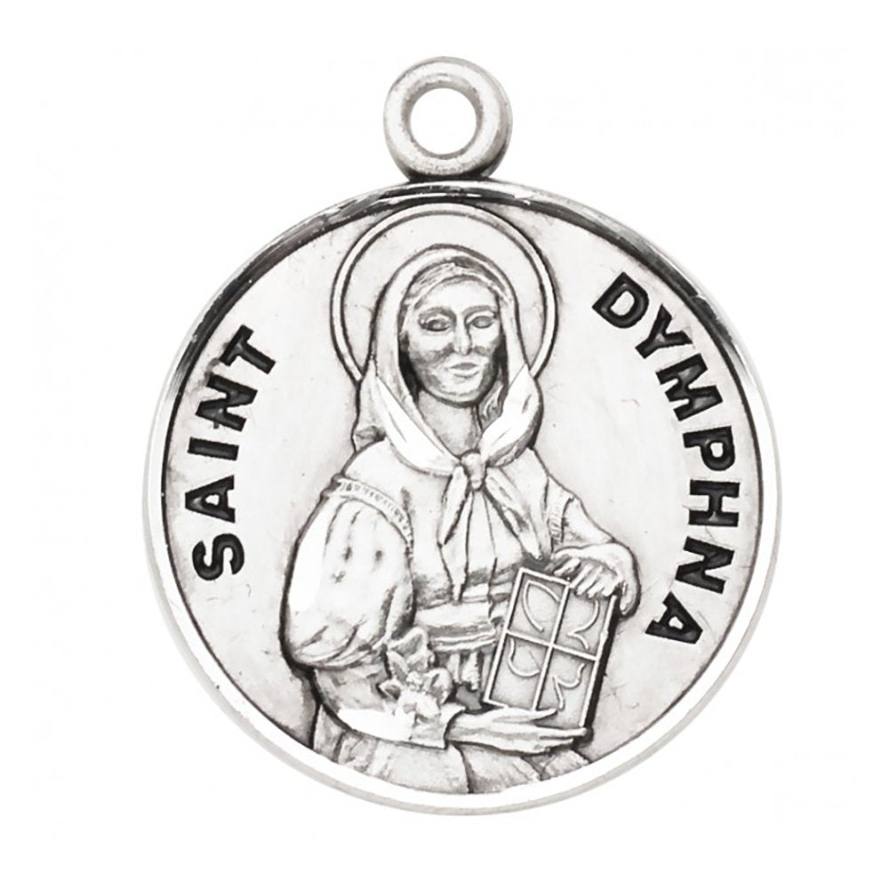 Petite Silver Round St. Dymphna Necklace