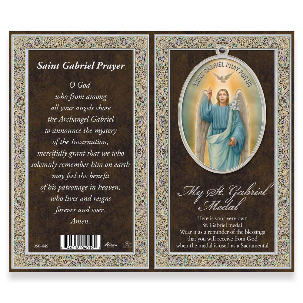 St. Gabriel Pewter Medal Necklace & Prayer Card Pamphlet - 24"