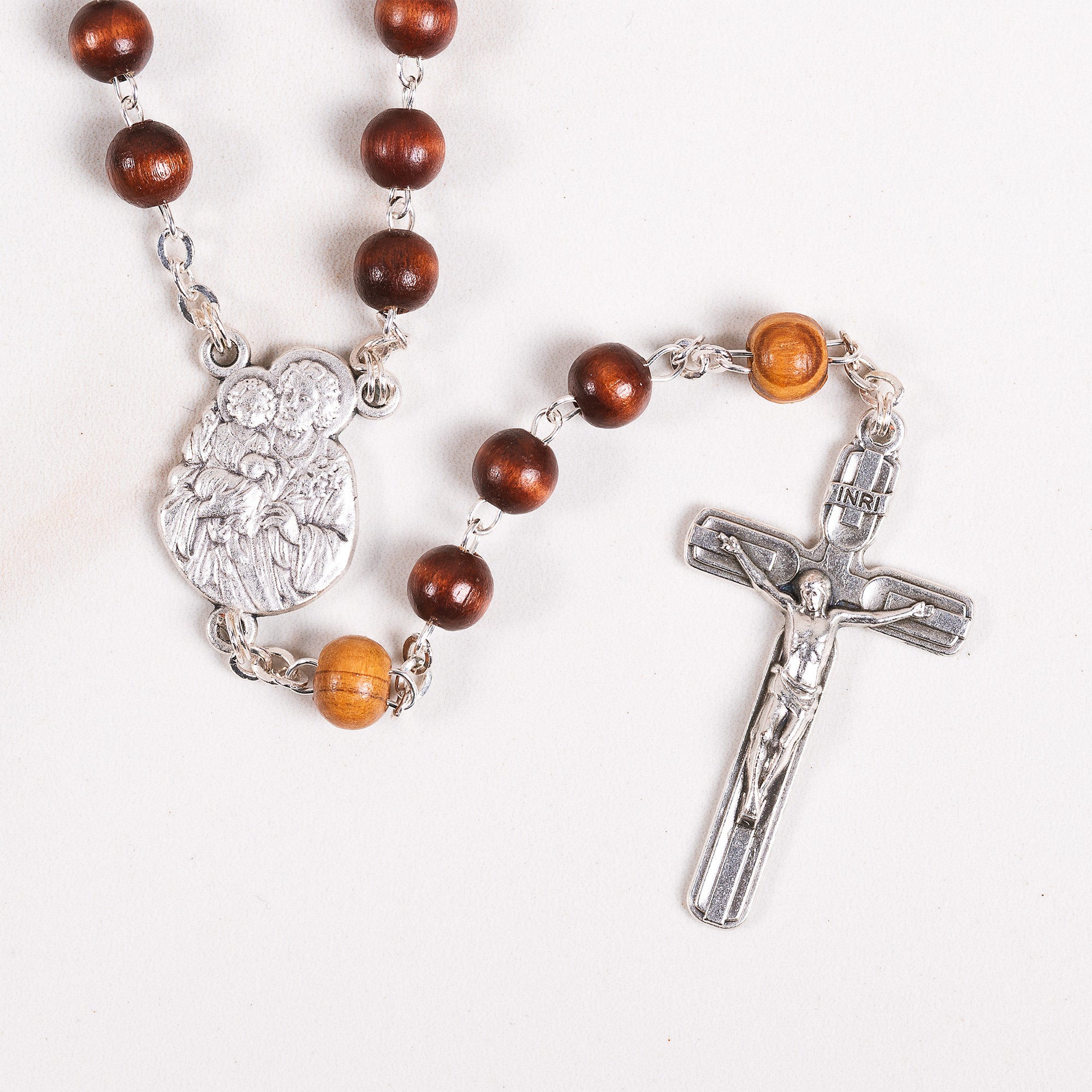 St. Joseph Two Tone Olive Wood Rosary | The Catholic Company®