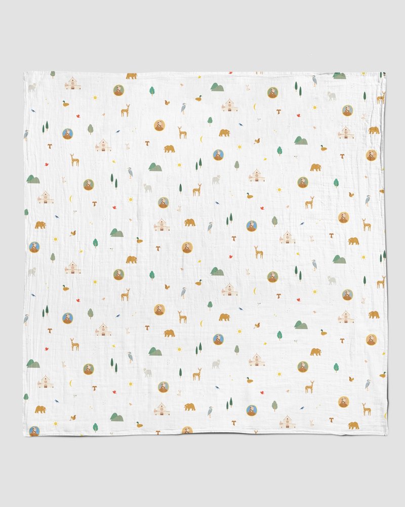 Be A Heart - St. Francis Muslin Swaddle Baby Blanket