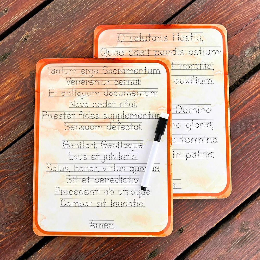 O Salutaris Hostia & Tantum Ergo Songs Tracing Dry-Erase Board Set & Marker
