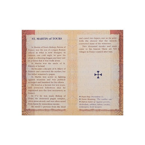 St. Martin of Tours - Mini Lives of the Saints Folded Prayer Card