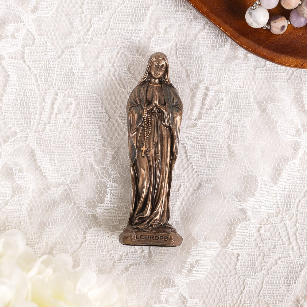 A Rosary for Every Heart Book & Our Lady of Lourdes Bronzed Finish Figurine Gift Set