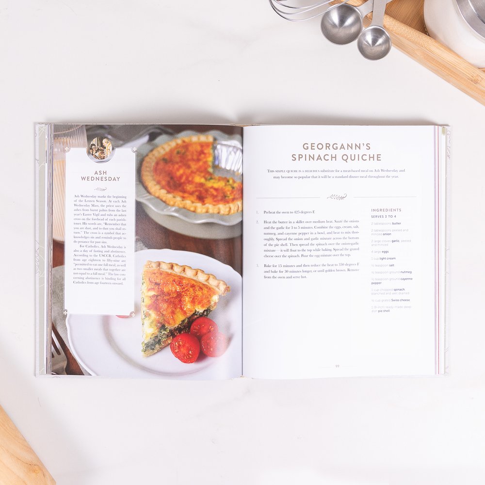 Catholic Feast Day Cookbook & Martha and Mary Kitchen Towel Gift Set