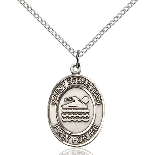 Sterling Silver St. Sebastian/Swimming Pendant