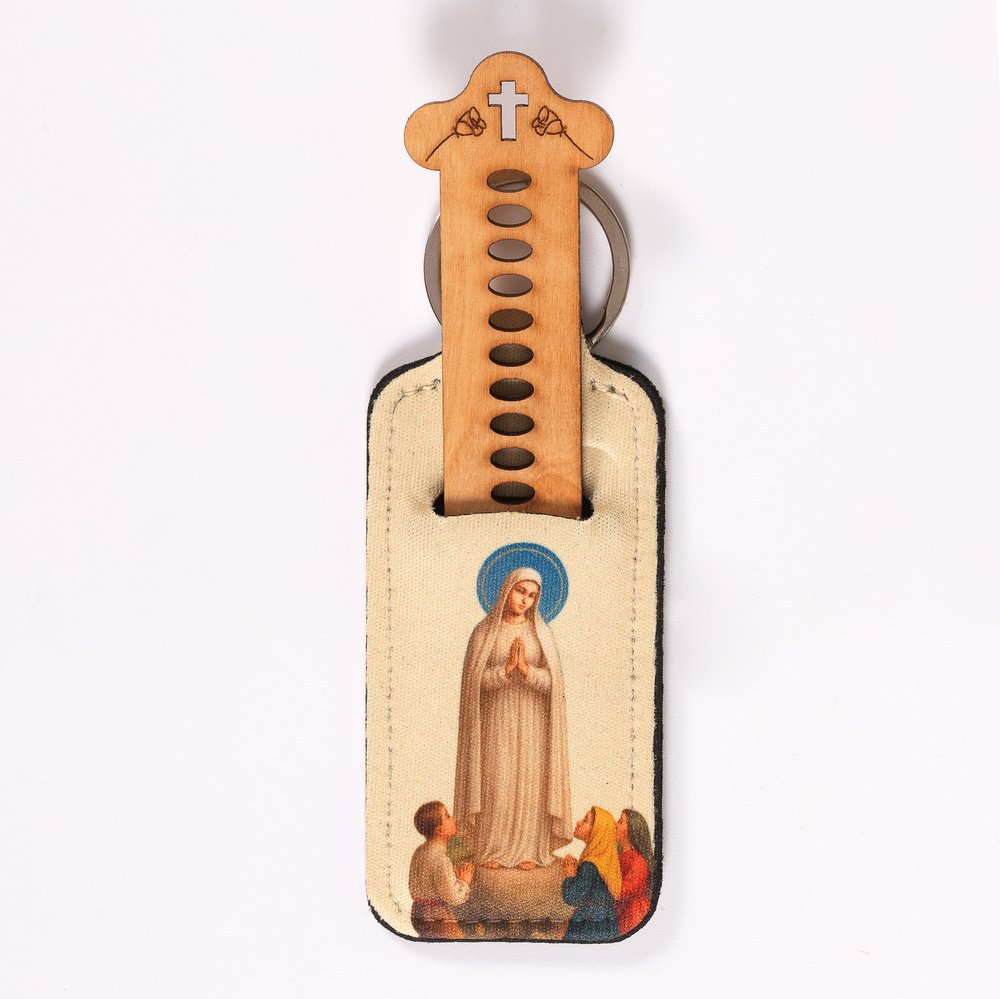 Our Lady of Fatima One-Decade Finger Rosary & Pouch Keychain