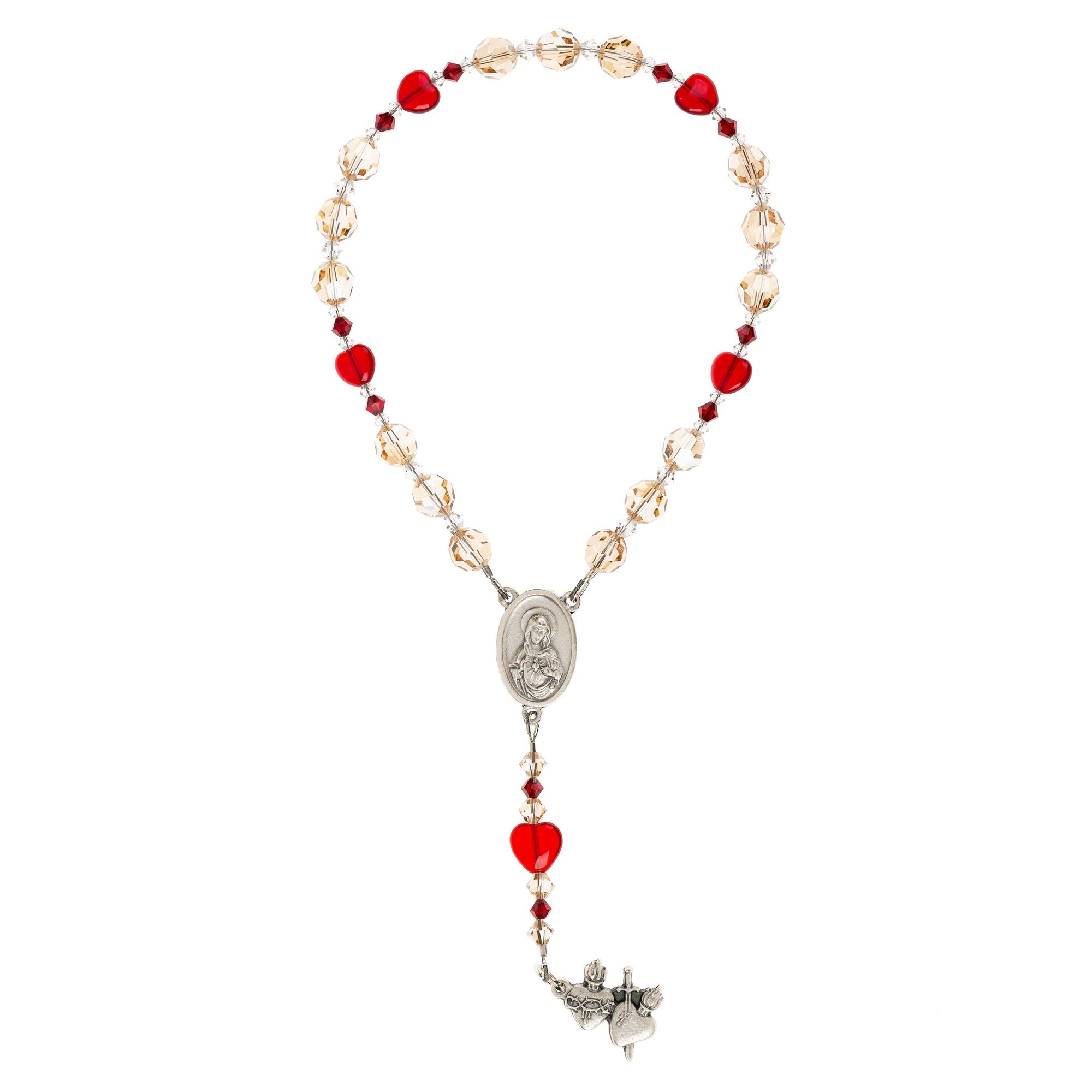 Swarovski Crystal Sacred & Immaculate Heart Chaplet