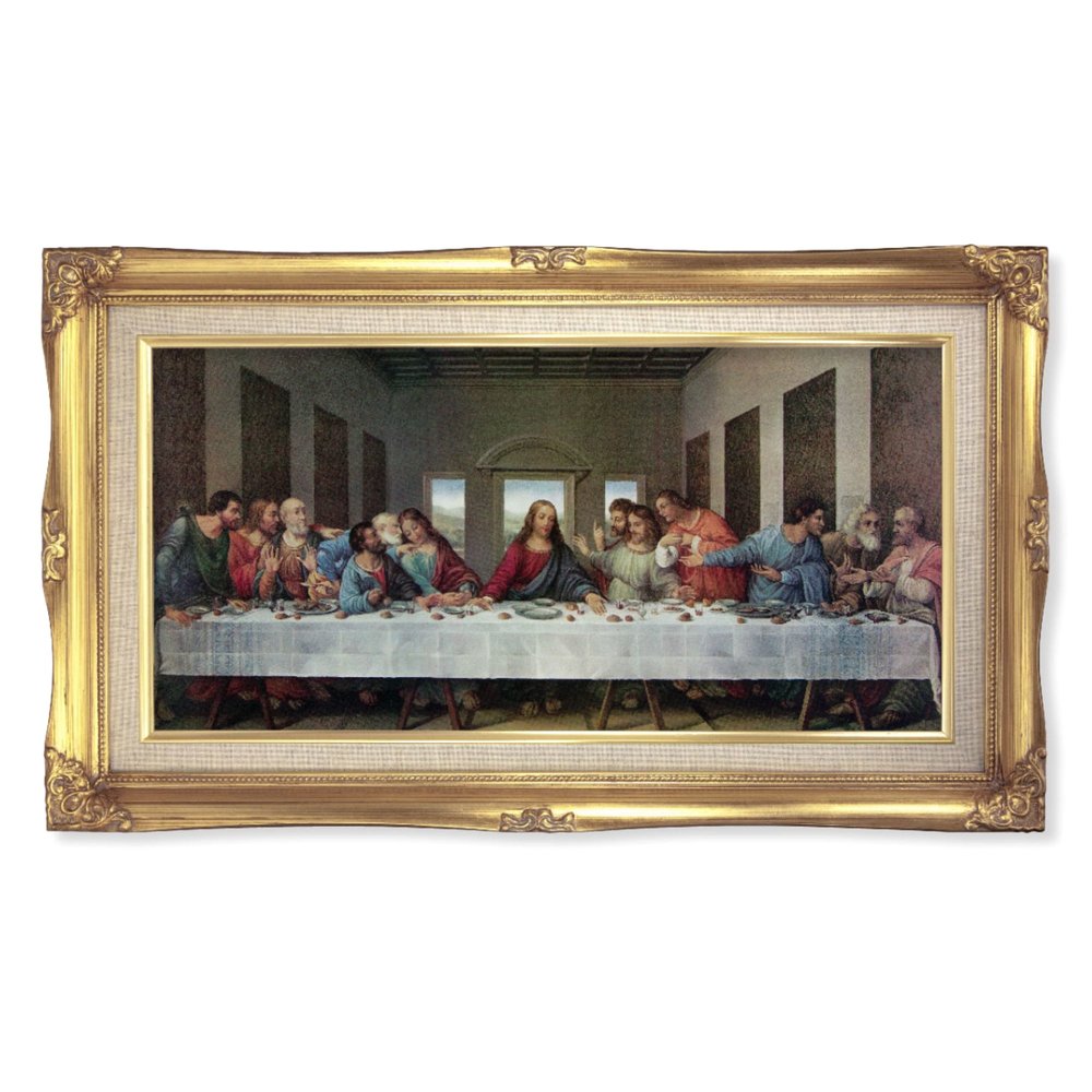 Da Vinci Last Supper Gold Leaf Framed Print - 14" x 24"