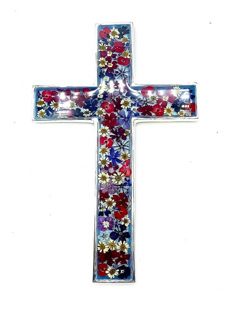 Pressed Flower Braided 8" Wall Cross