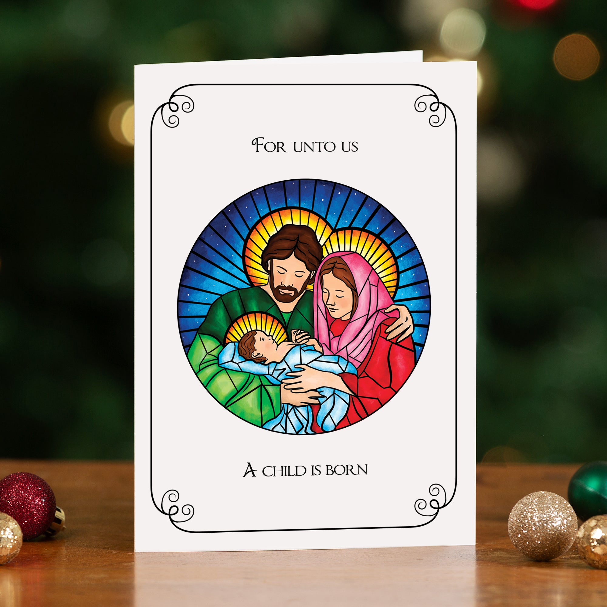 The Holy Family Stained Glass Christmas Cards - Set of 20