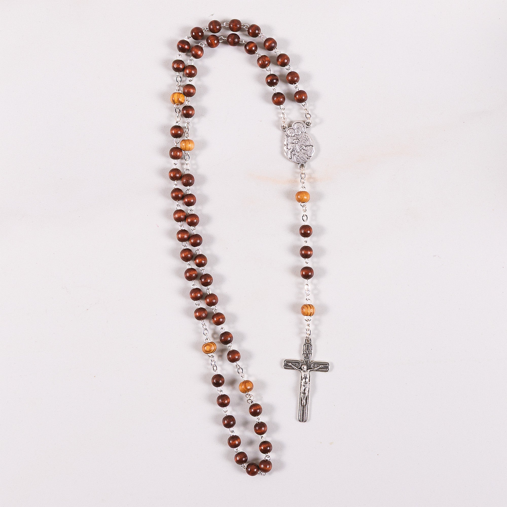 St. Joseph Two Tone Olive Wood Rosary | The Catholic Company®