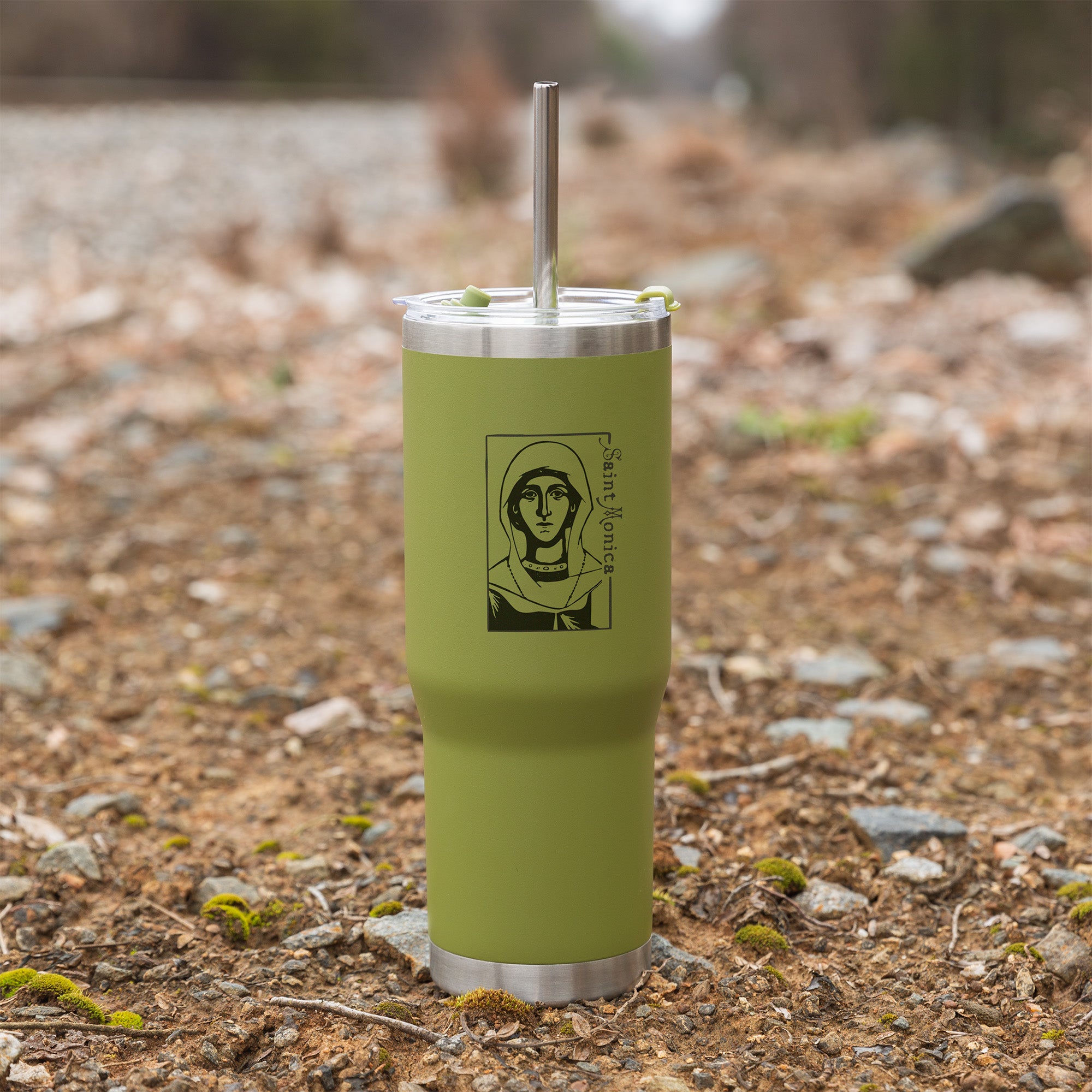 Green St. Monica Stainless Steel Tumbler with Straw