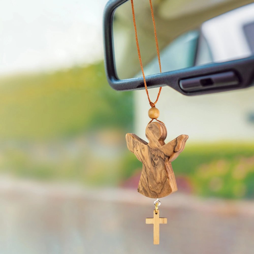 Guardian Angel Olive Wood Home & Car Blessing - 4"