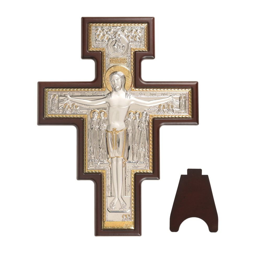 San Damiano Crucifix with Silver & Gold Accents - 12.5"