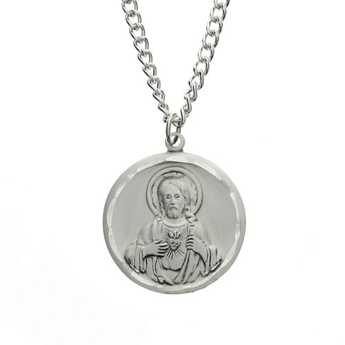 Sterling Silver Scapular Medal on 24 inch chain