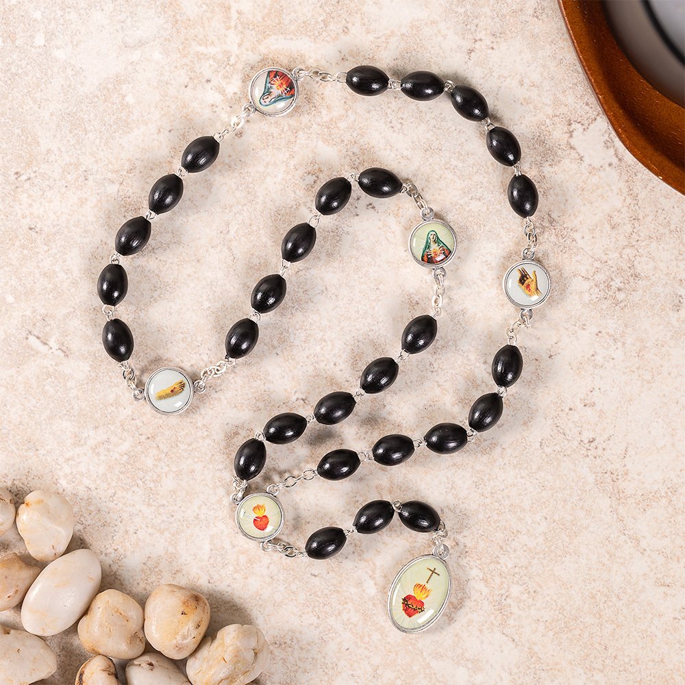 Black Glass Chaplet of the Five Wounds