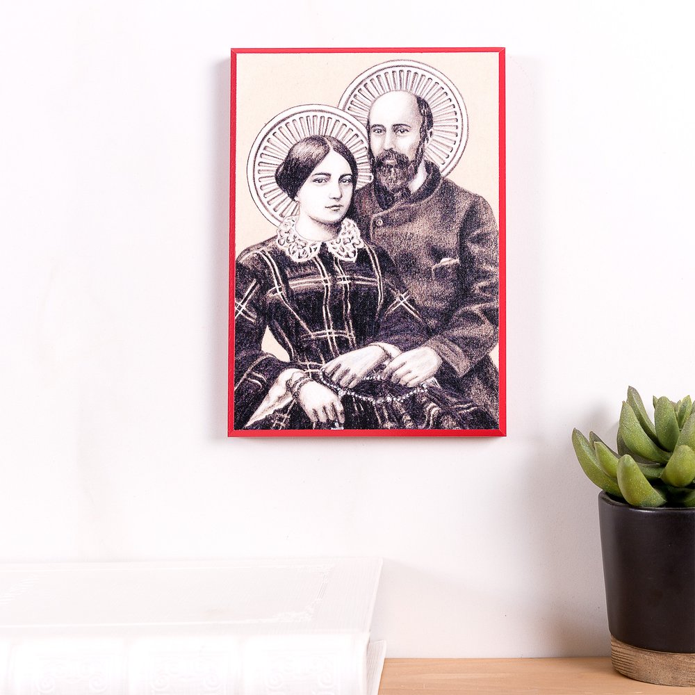 Sts. Louis & Zelie Martin Sepia Tone Wall Plaque