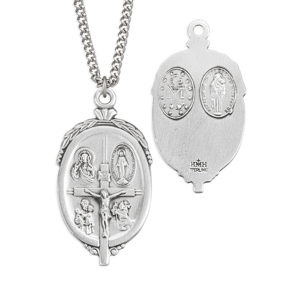 Vintage 4-Way Medal & Crucifix Necklace