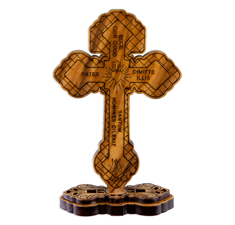 Standing Olive Wood Pardon Crucifix - 3.75"