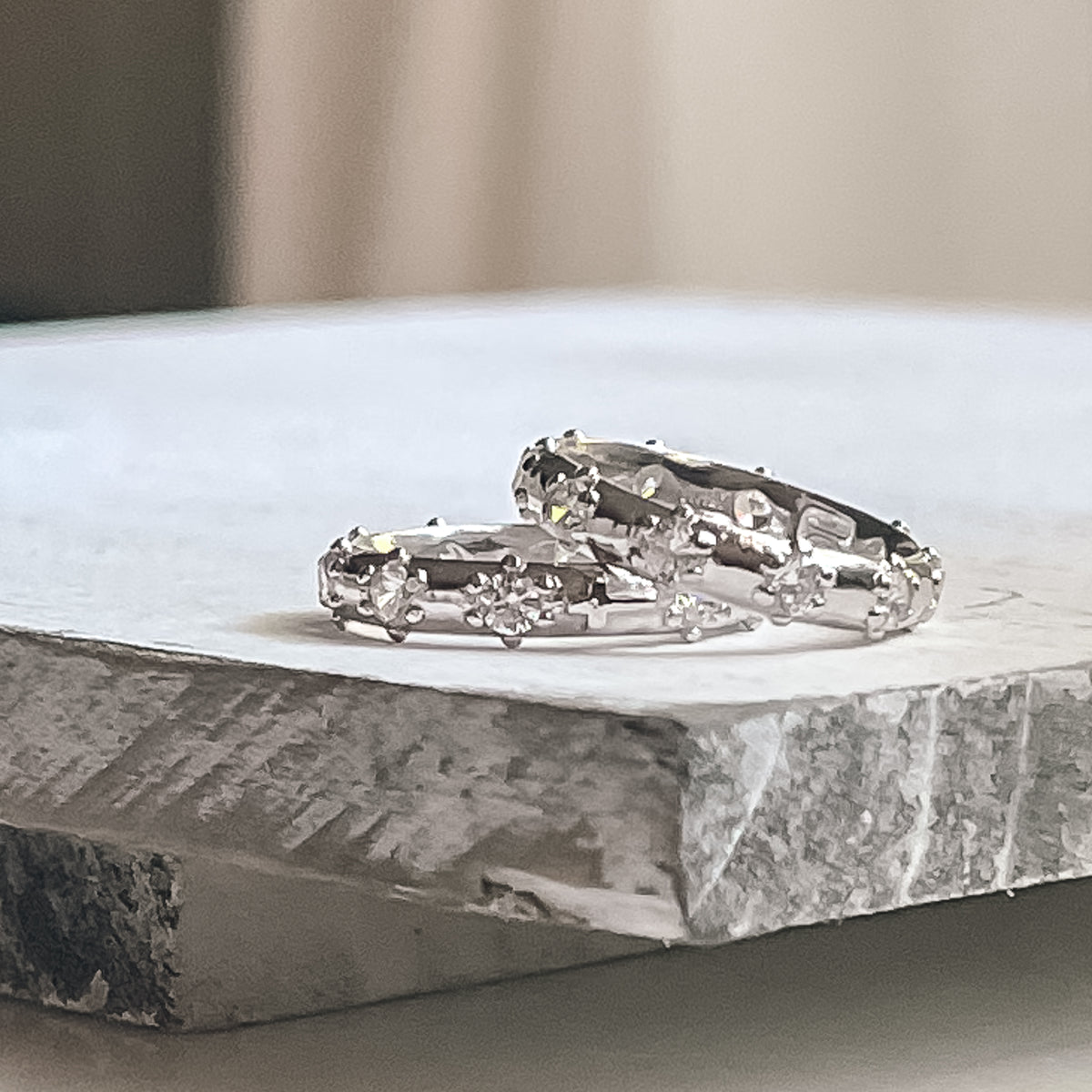 Rhodium Rosary Ring