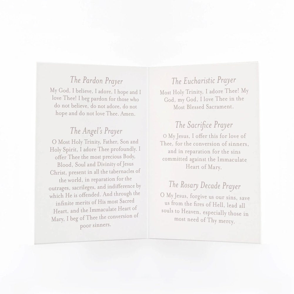 Prayers leaflet features religious texts, white paper, and gray ink text.