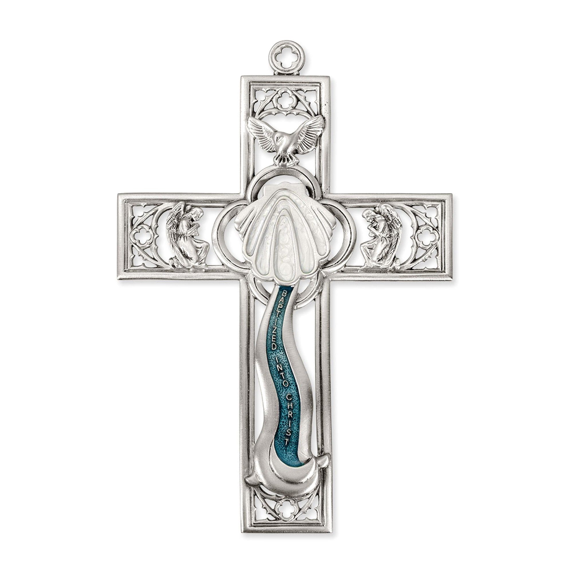 Baptized into Christ Pewter Cross