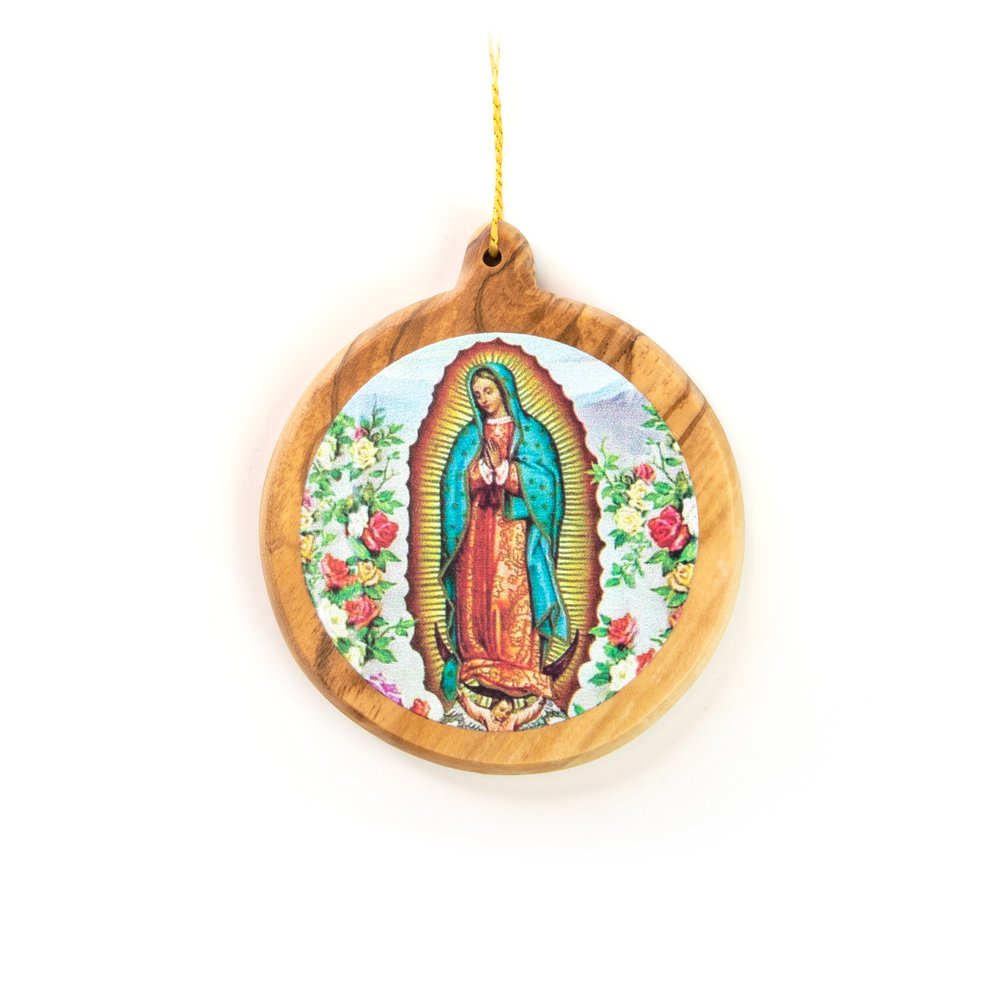 Thick Cut Olive Wood Our Lady Of Guadalupe Ornament
