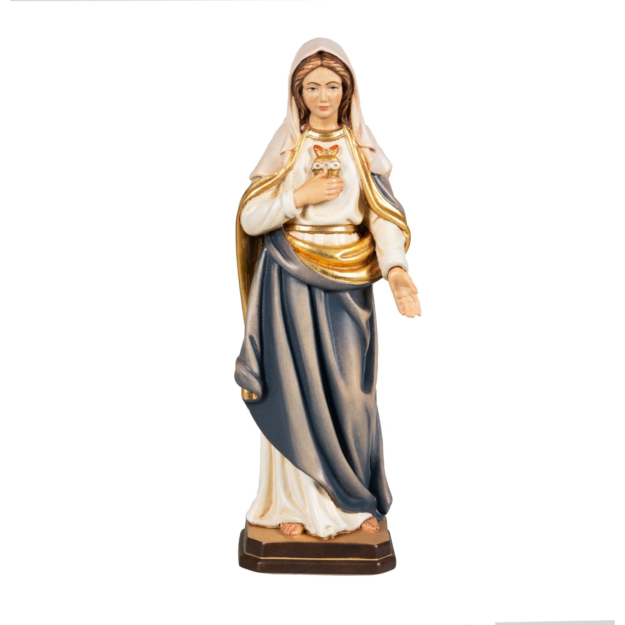 Immaculate Heart of Mary Italian Wood Statue - 12"