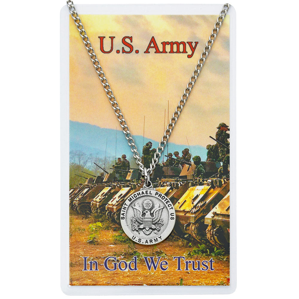 Pewter St. Michael Army Medal with Prayer Card