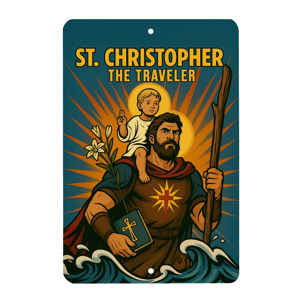 St. Christopher Superhero Tin Sign