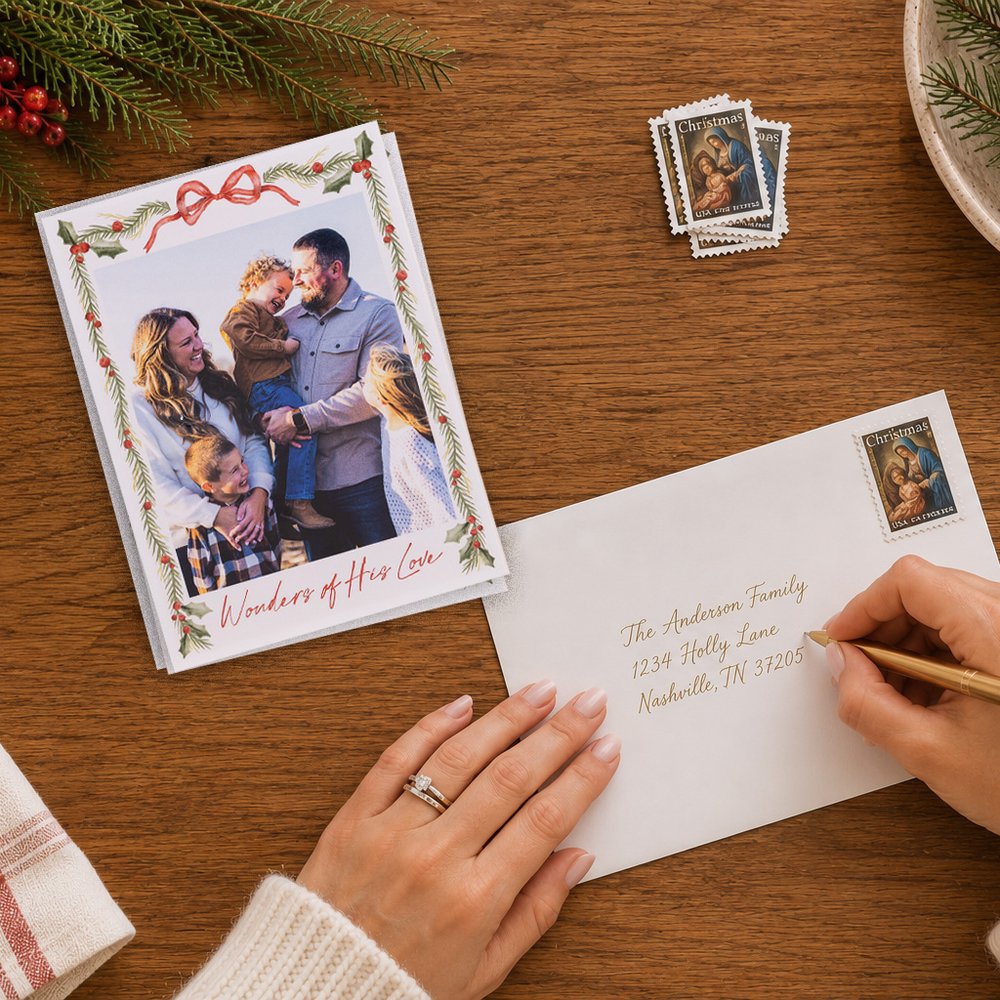 Wonders of His Love Personalized Photo Christmas Card