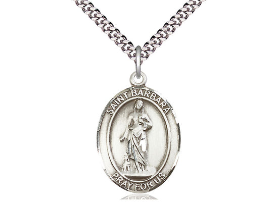 Sterling Silver St. Barbara Pendant w/ chain
