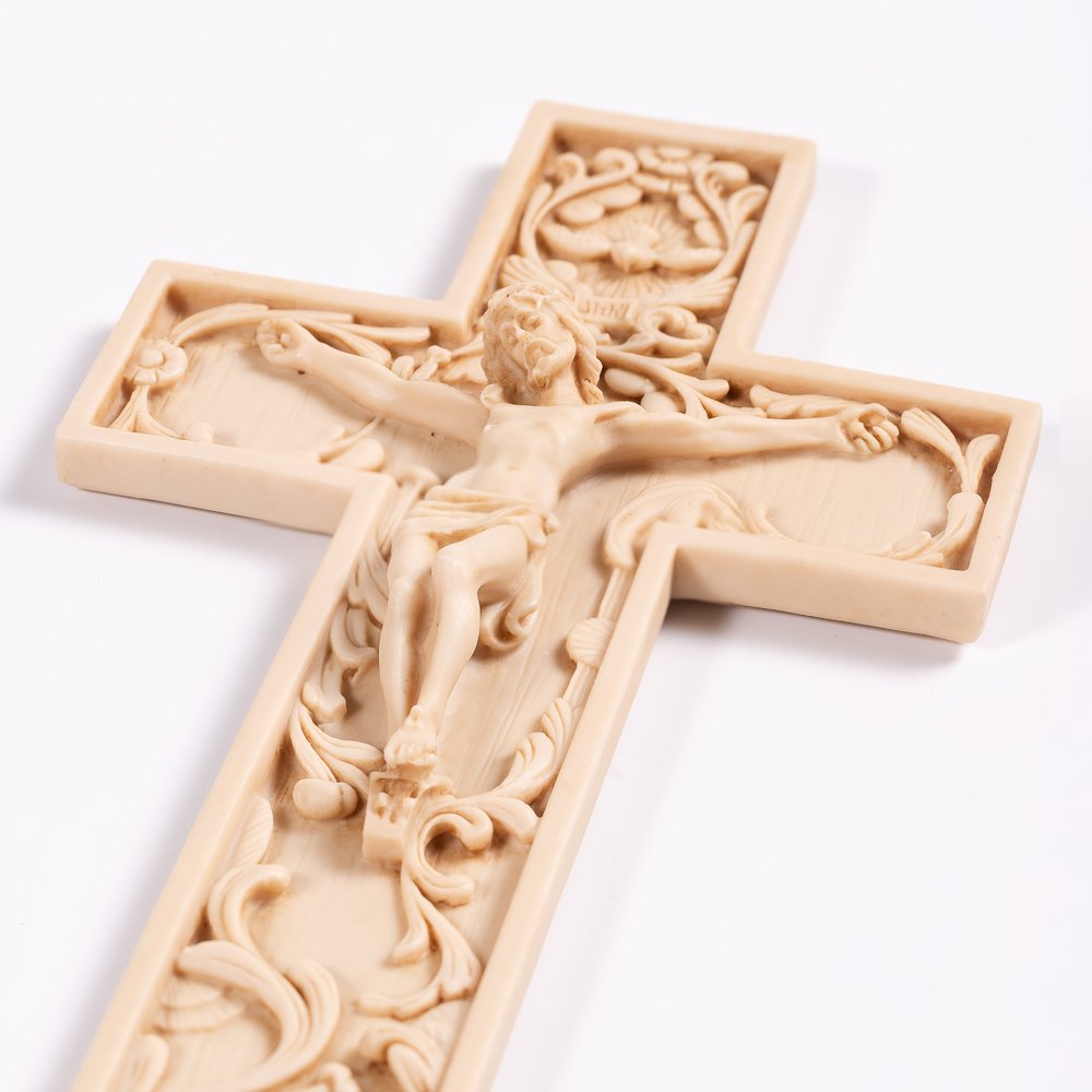 Italian Ivory Gothic Crucifix - 12"