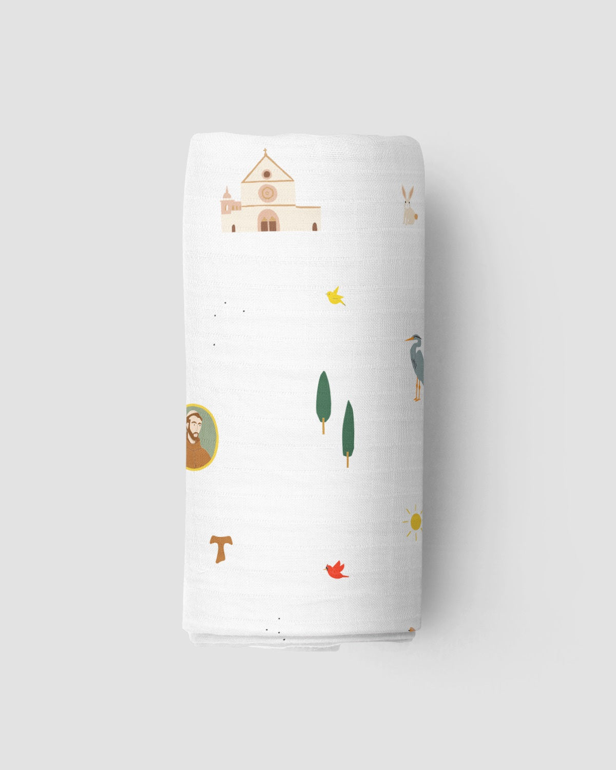 Be A Heart - St. Francis Muslin Swaddle Baby Blanket