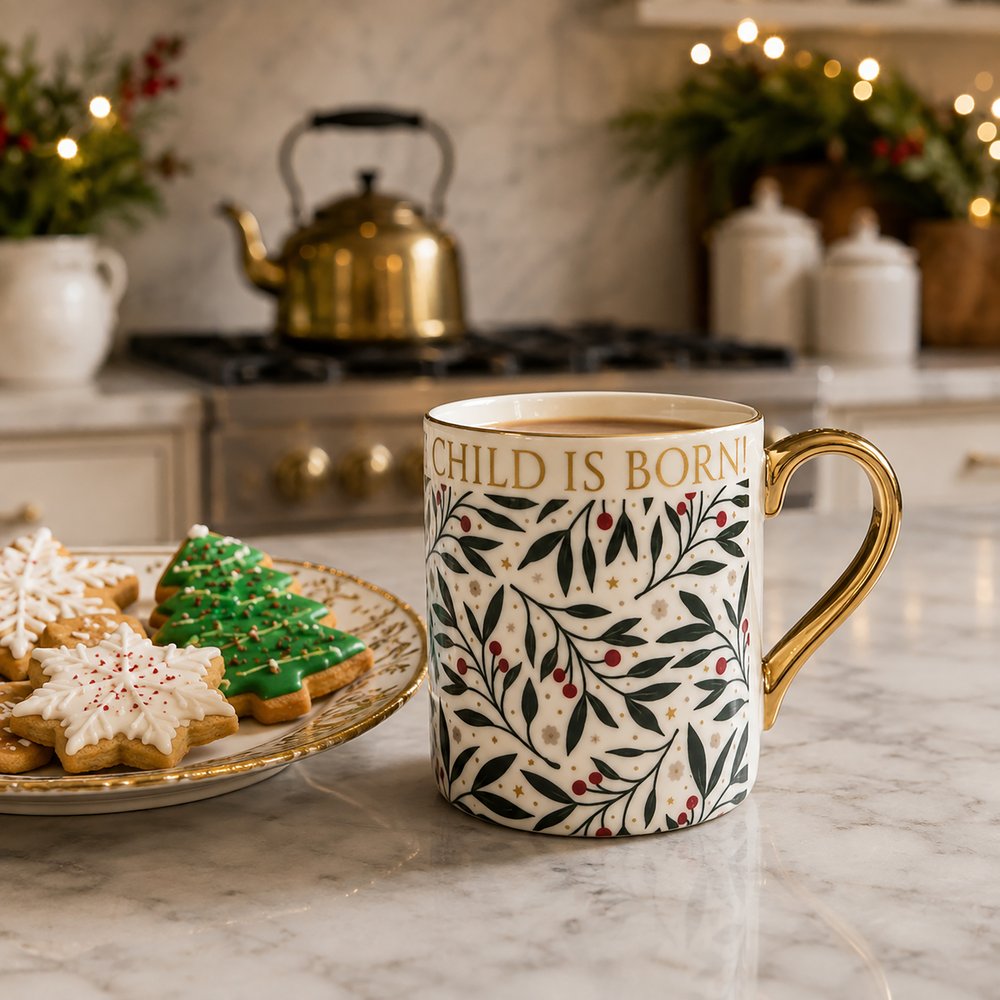 A Child is Born Bone China Christmas Mug