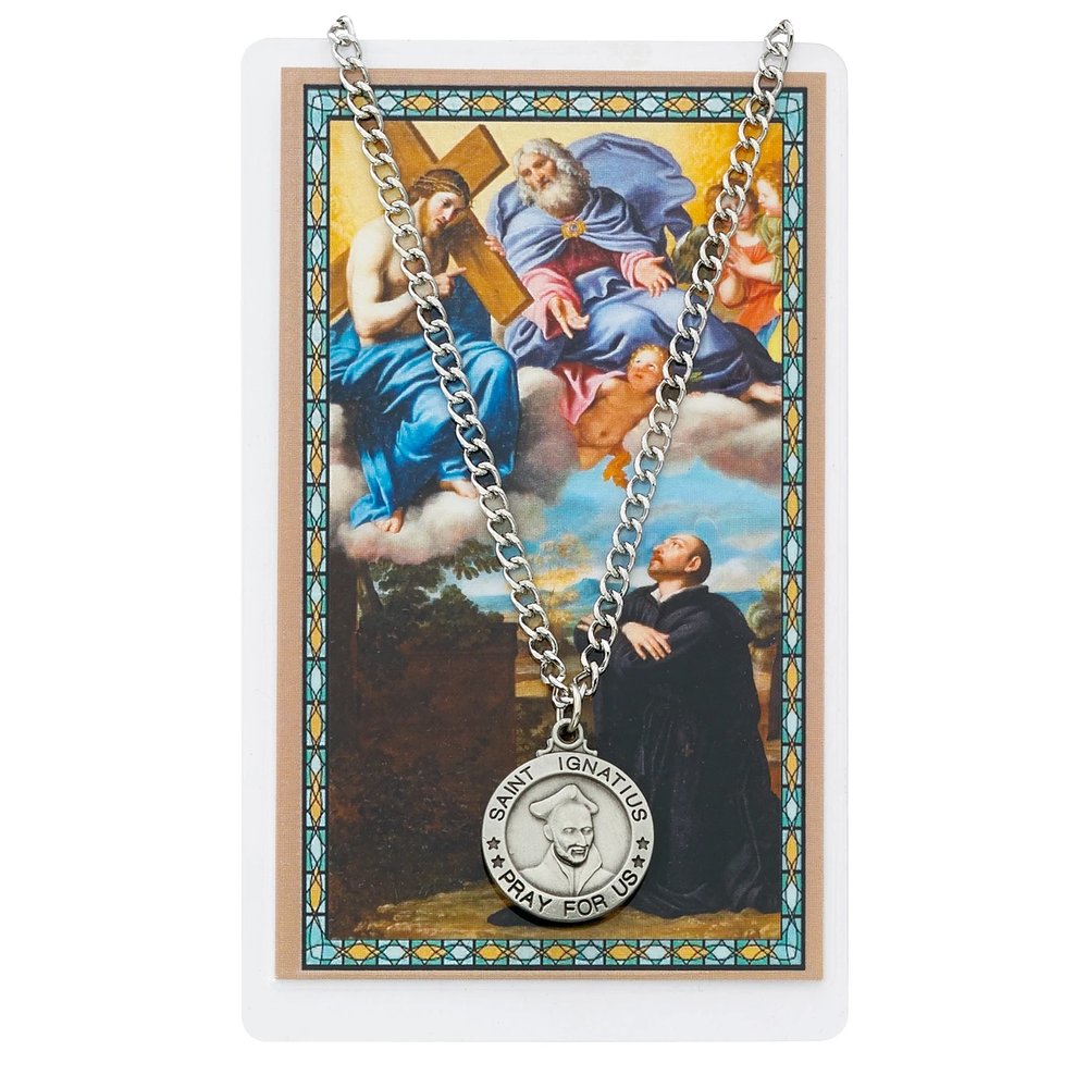 St. Ignatius of Loyola Necklace & Prayer Card Set