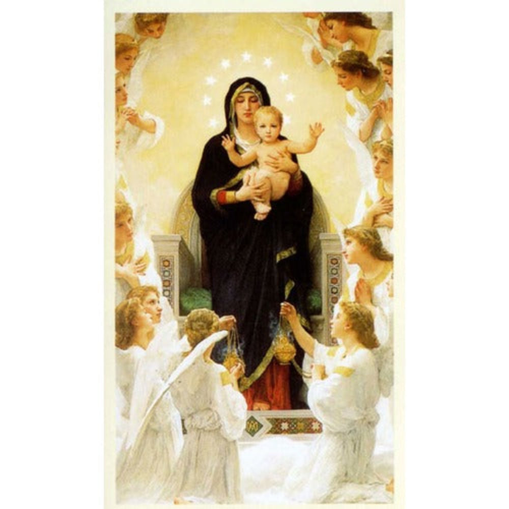 Virgin with Angels / Mary Queen of Angels Personalized Prayer Card (Priced Per Card)