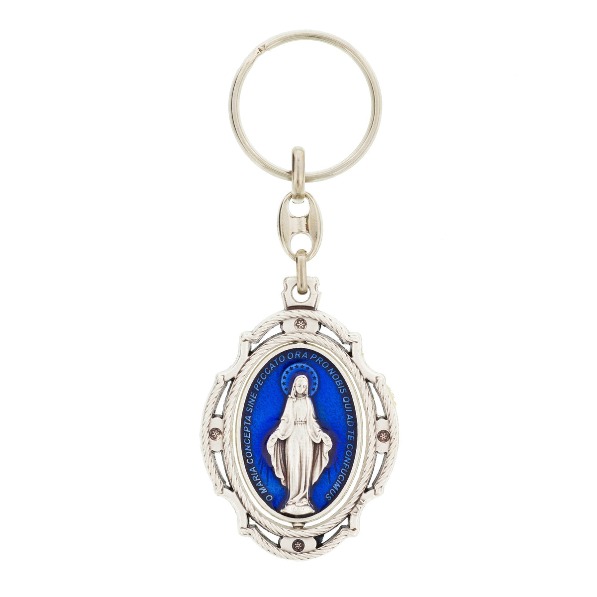 Blue Miraculous Medal Swivel Key Chain | The Catholic Company®