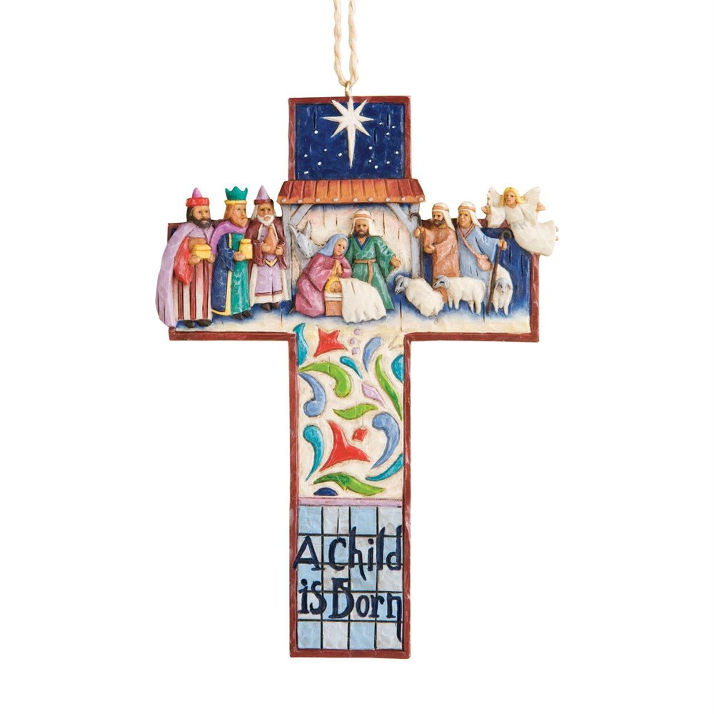Jim Shore Cross Nativity Scene Ornament - 4.75"