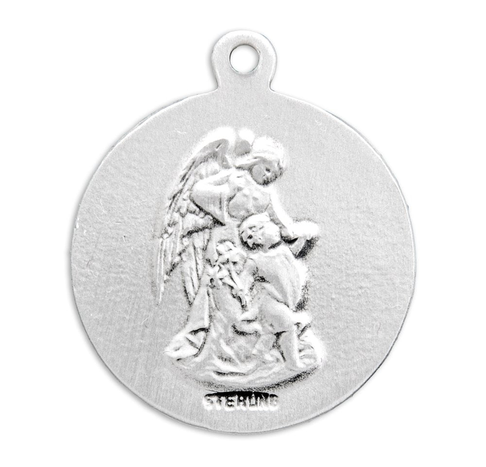 Raised Border Saint Michael Medal Necklace