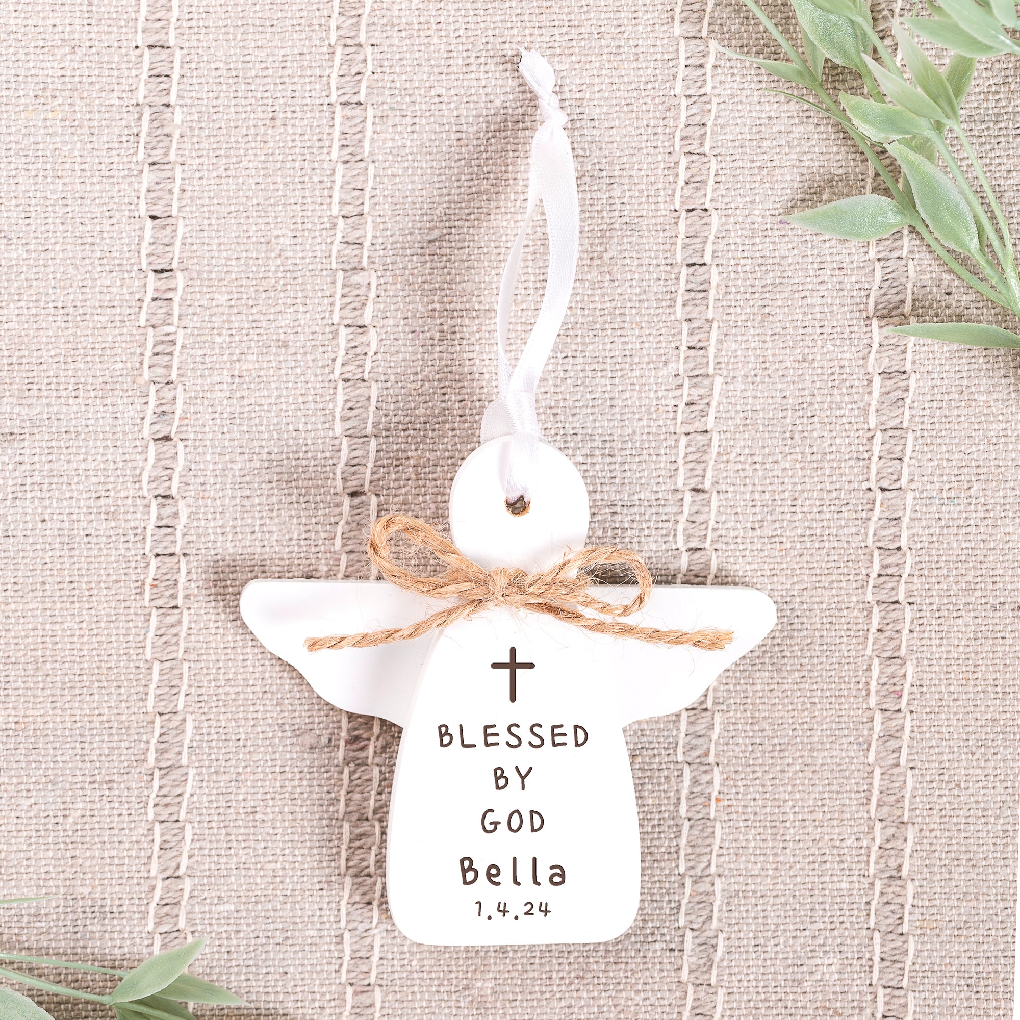 Personalized Blessed By God Angel Ornament