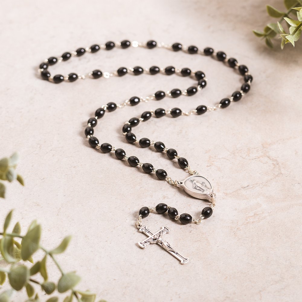 In Loving Memory Black Wood Rosary