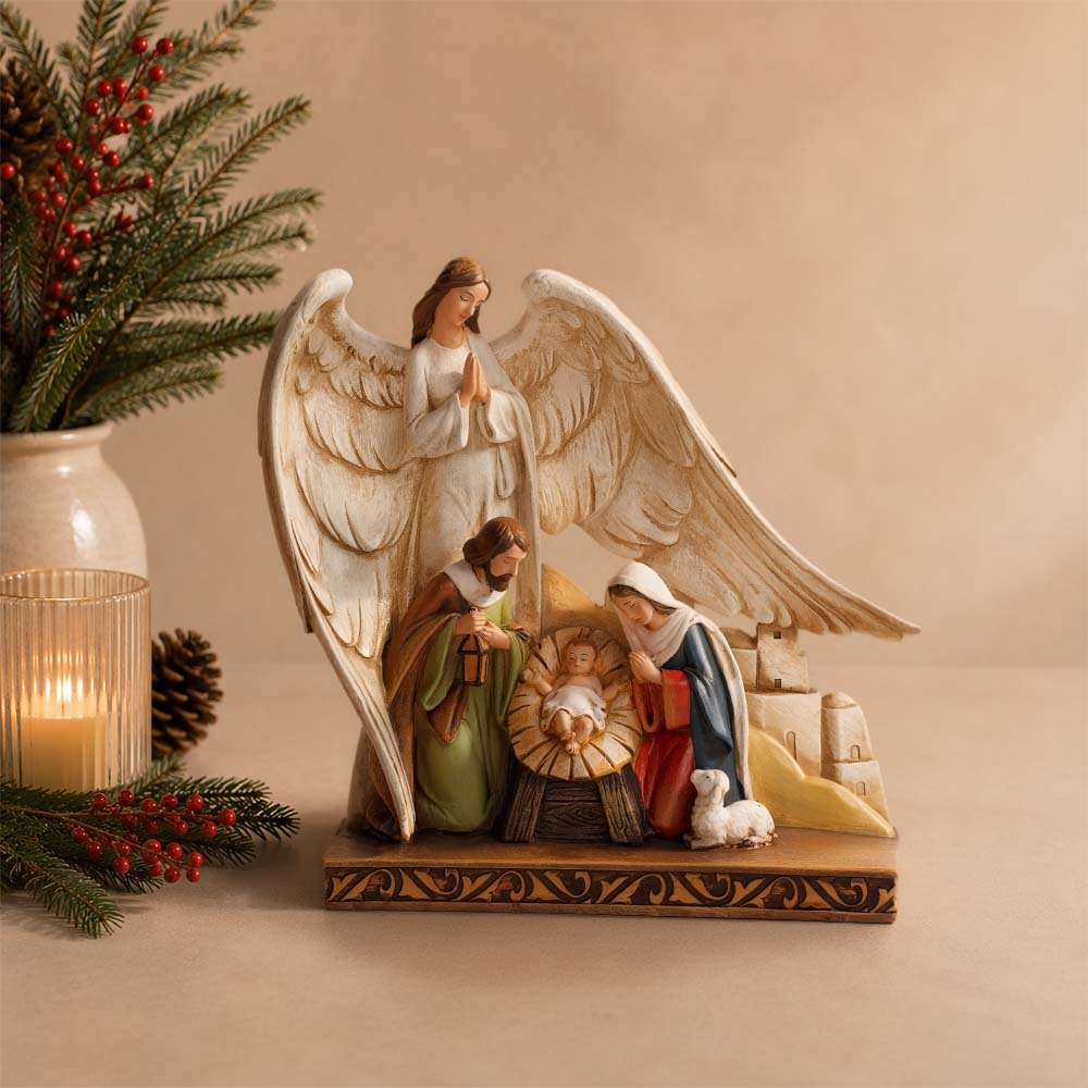Nativity with Angel Figurine