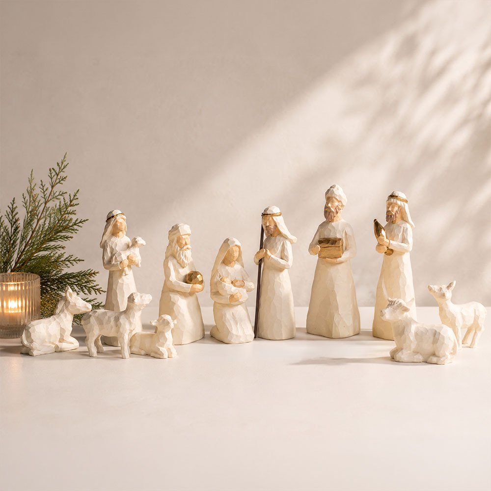 Ivory & Gold Nativity Set - 11 Pieces