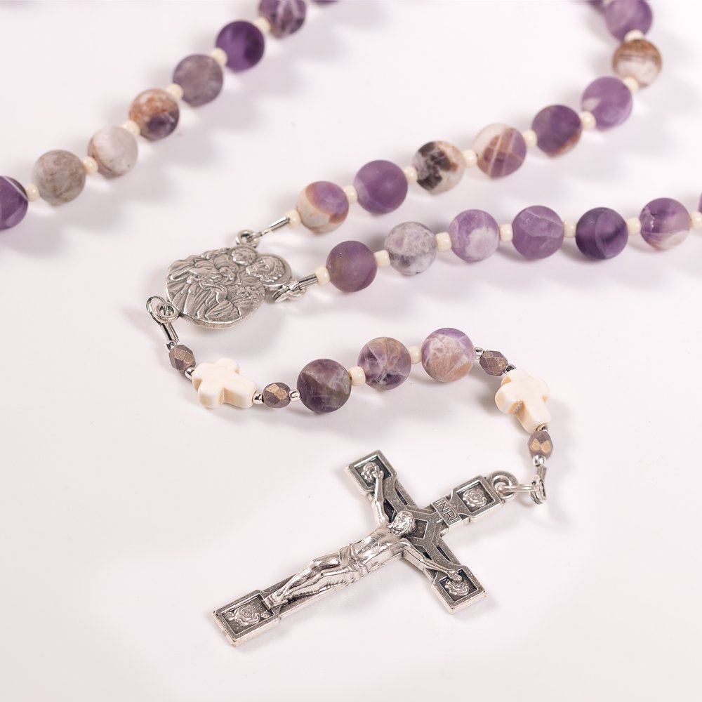 St Joseph Head of the Holy Family Natural Amethyst Rosary