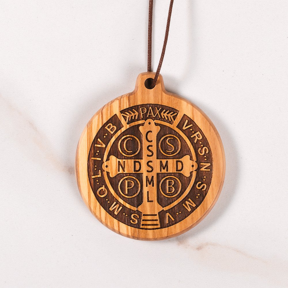 Olive Wood St. Benedict Medal Home Blessing